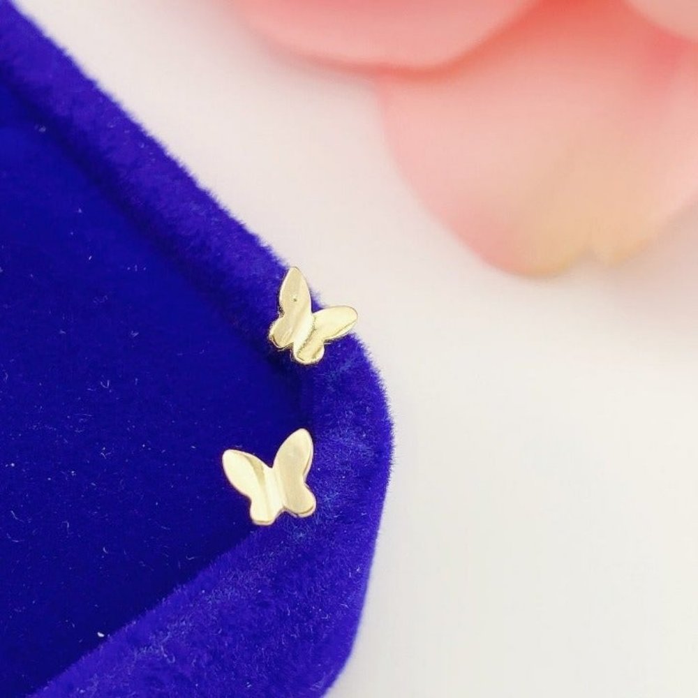 14k gold butterflies stud earrings-SS009